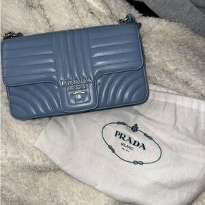 Prada Light Blue Quilted Shoulder Bag